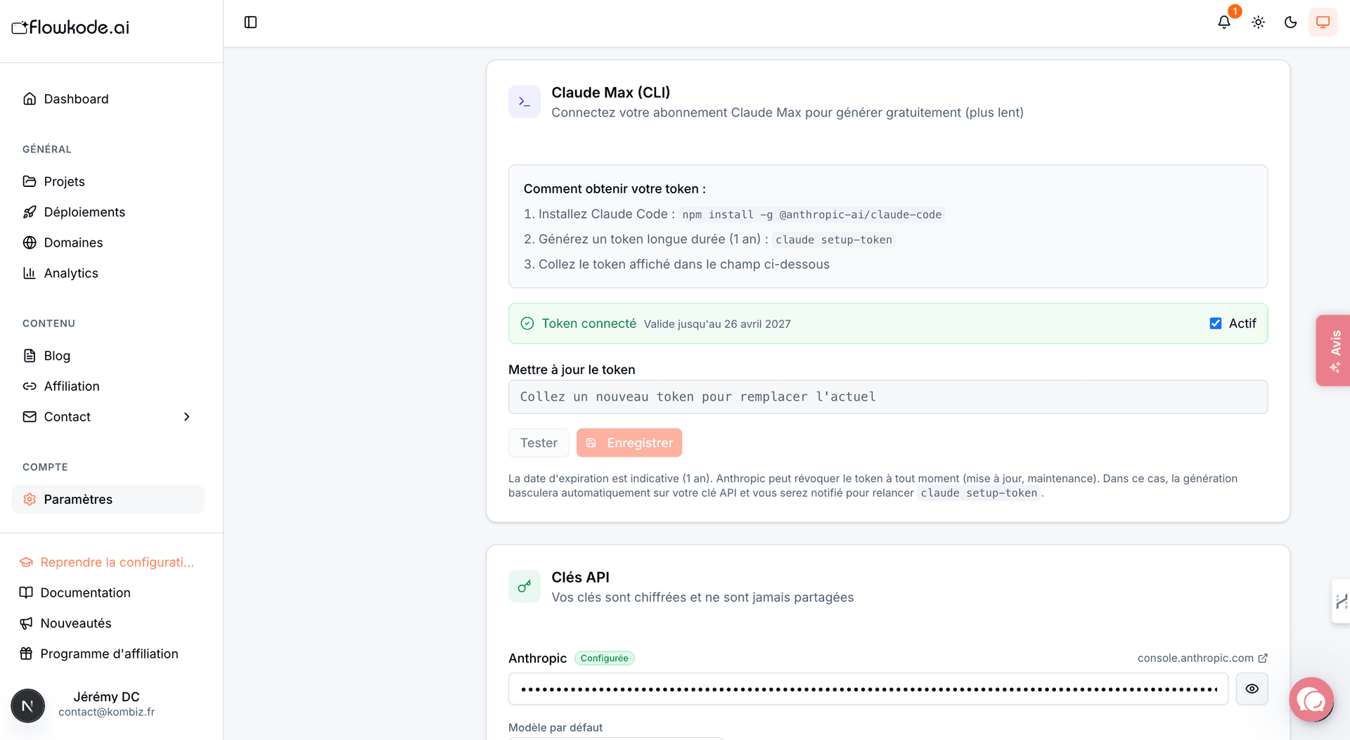 Configuration de Claude CLI dans Flowkode pour utiliser un abonnement Claude existant