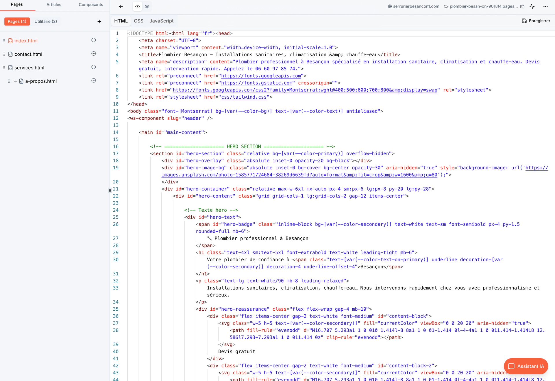 Monaco Editor dans Flowkode avec coloration syntaxique et onglets